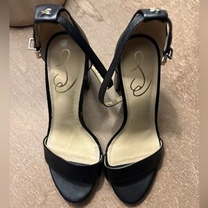 Sam Edelman Black Ankle-Strap Open-Toe Block High Heel Sandals 7.5M